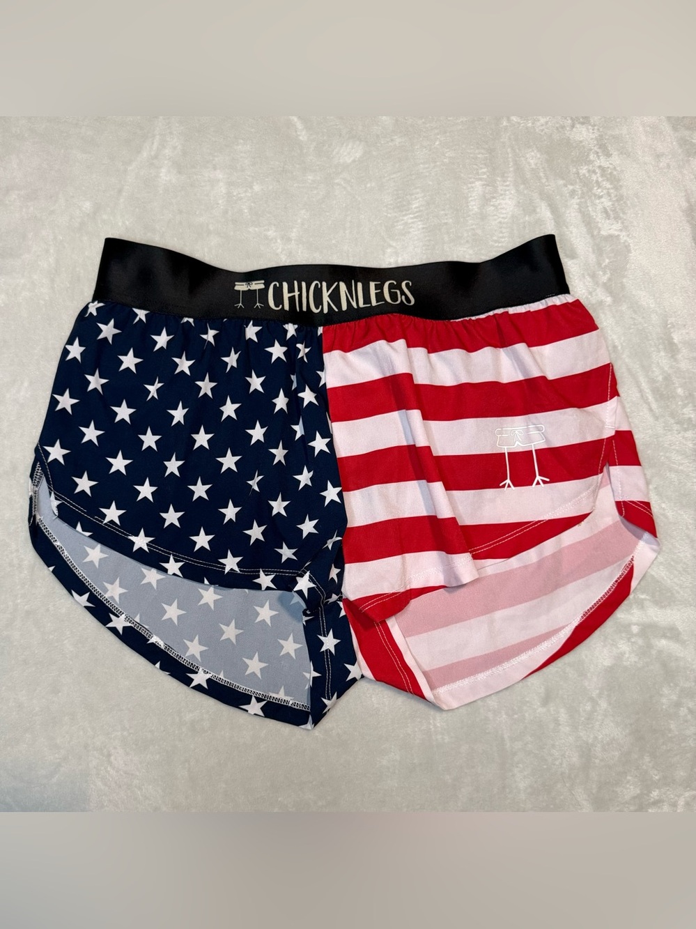 Chicknlegs Split Running Shorts Medium American Flag Print